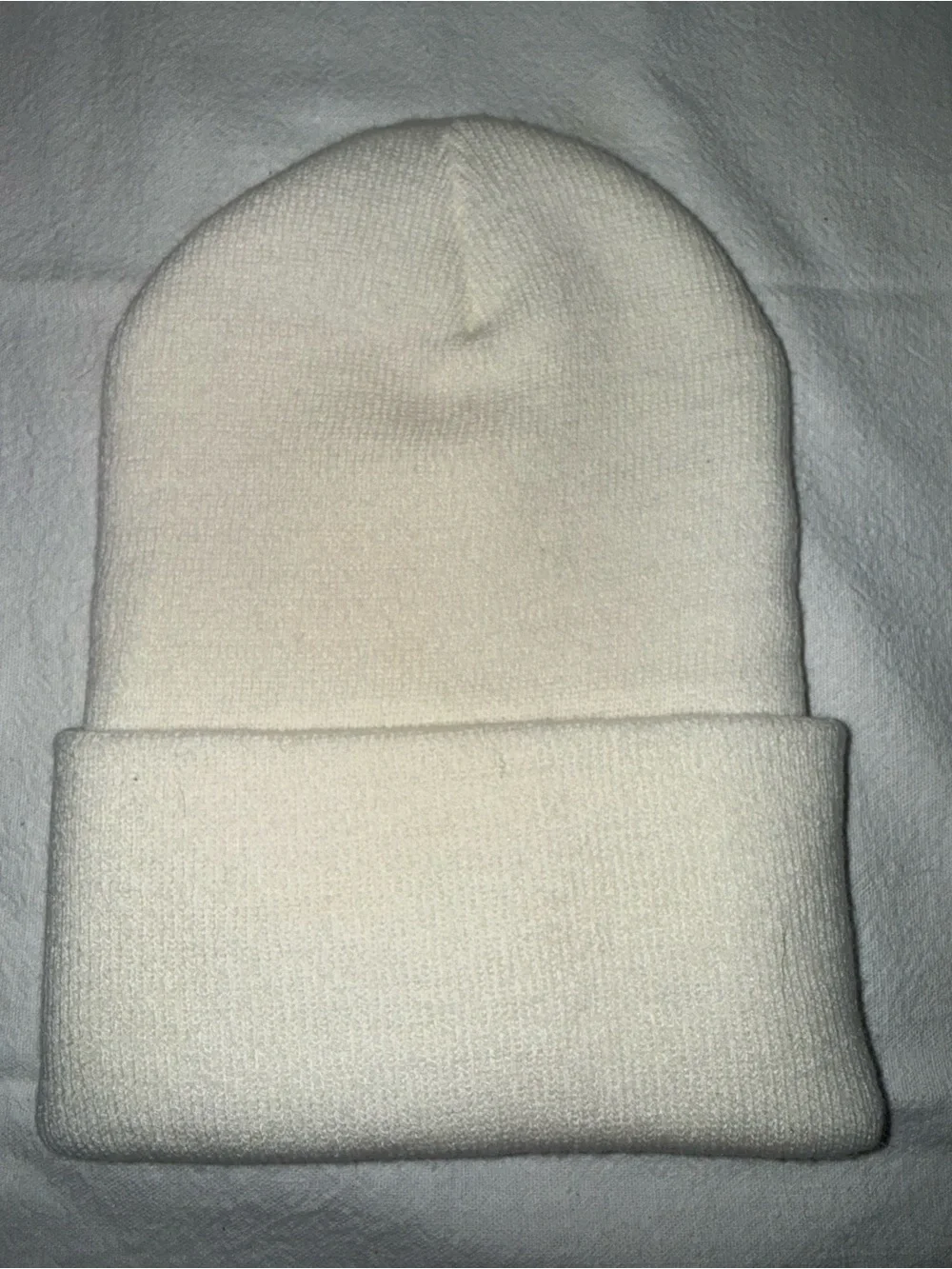 Carhartt Knit Beanie in Cream with Orange Logo Patch